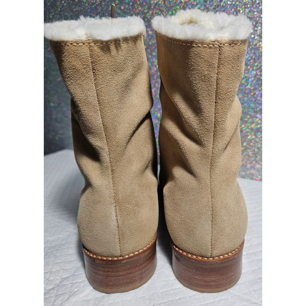 Talbots Women's Tan‎ Suede Lace Up Shearling Lined Ankle Boots Size 8B NWOT - Picture 4 of 6